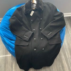 Express fur collared wool peacoat